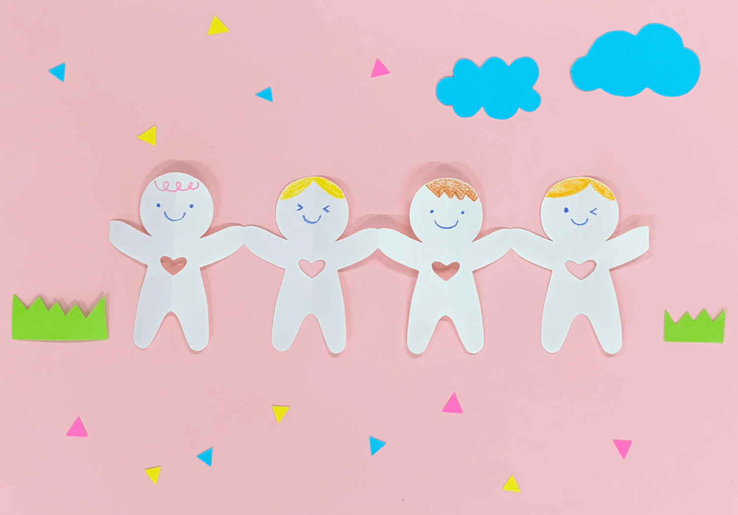 つながる切り紙 手をつなごうの製作