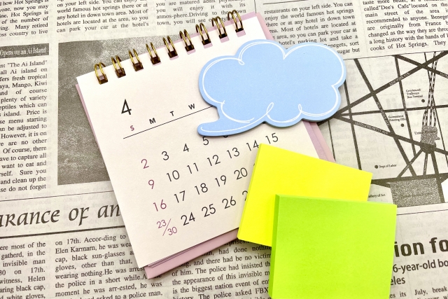 カレンダーと付箋